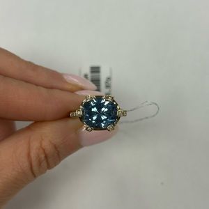 Suzy Levian Yellow Sterling Silver Aqua Blue & White CZ Rings NWT